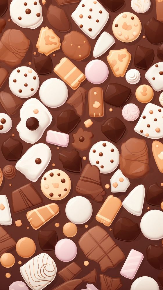 Cute assortment of fine chocolate candies confectionery backgrounds dessert. AI generated Image by rawpixel.