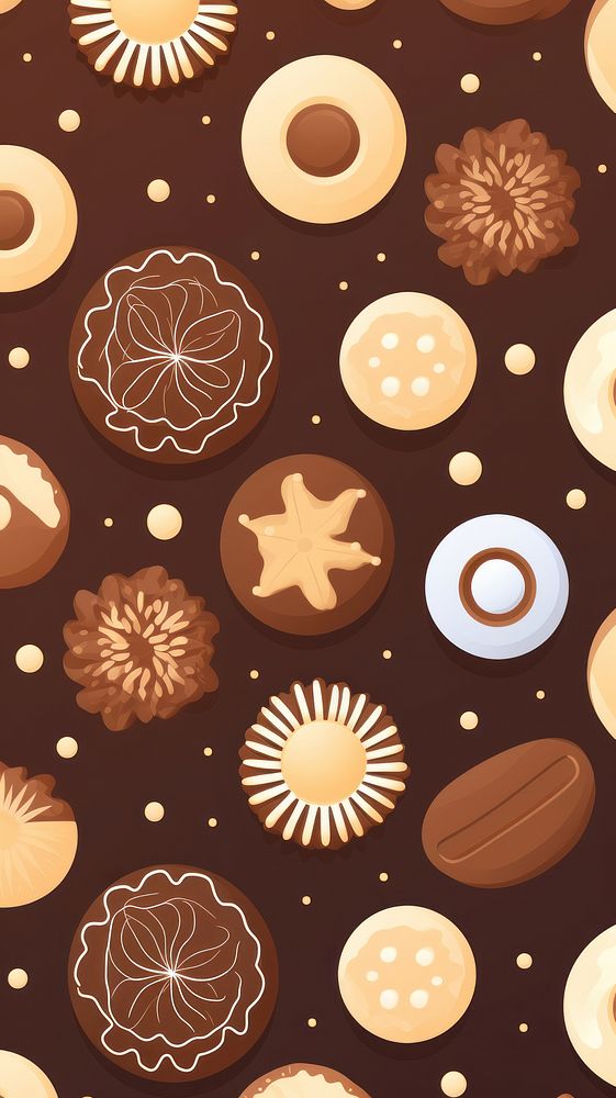  Cute assortment of fine chocolate candies pattern backgrounds dessert. AI generated Image by rawpixel.