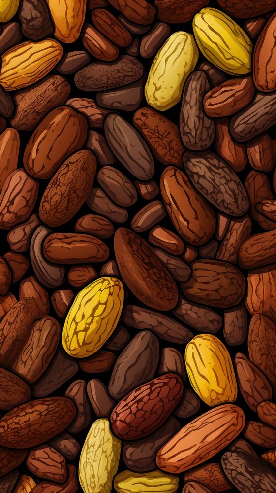  Cute cacao beans seamless backgrounds pattern food. AI generated Image by rawpixel.