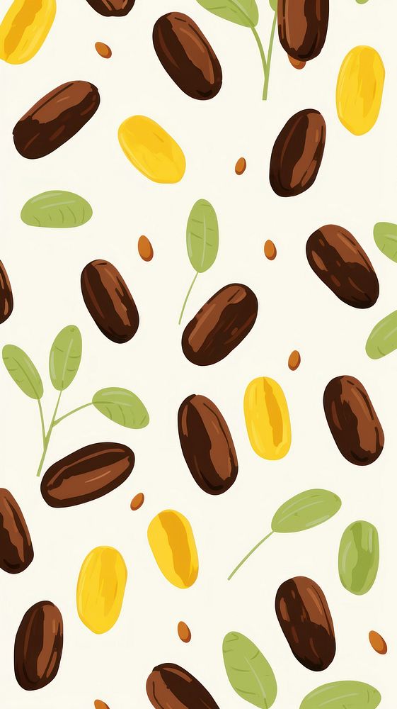  Cute cacao beans seamless backgrounds pattern plant. AI generated Image by rawpixel.