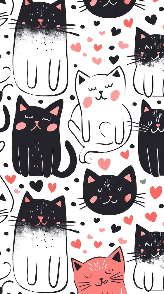 Cat paws backgrounds pattern drawing.