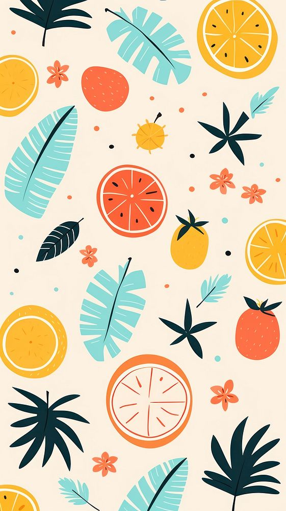  Tropical summer pattern fruit plant. AI generated Image by rawpixel.