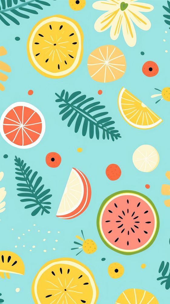  Tropical summer pattern fruit plant. AI generated Image by rawpixel.
