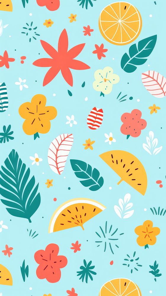  Tropical summer pattern wallpaper backgrounds. AI generated Image by rawpixel.