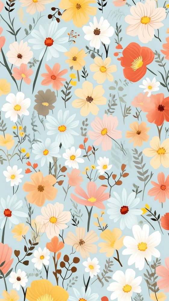  Flower pattern wallpaper plant. AI generated Image by rawpixel.