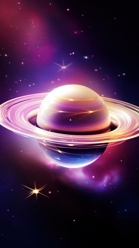  Floating saturn and stars in galaxy astronomy universe planet. AI generated Image by rawpixel.