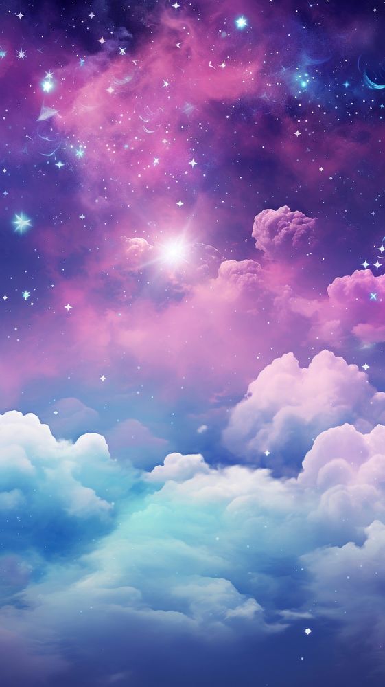  Galaxy wallpaper with heart cloud in the sky outdoors nature night. AI generated Image by rawpixel.