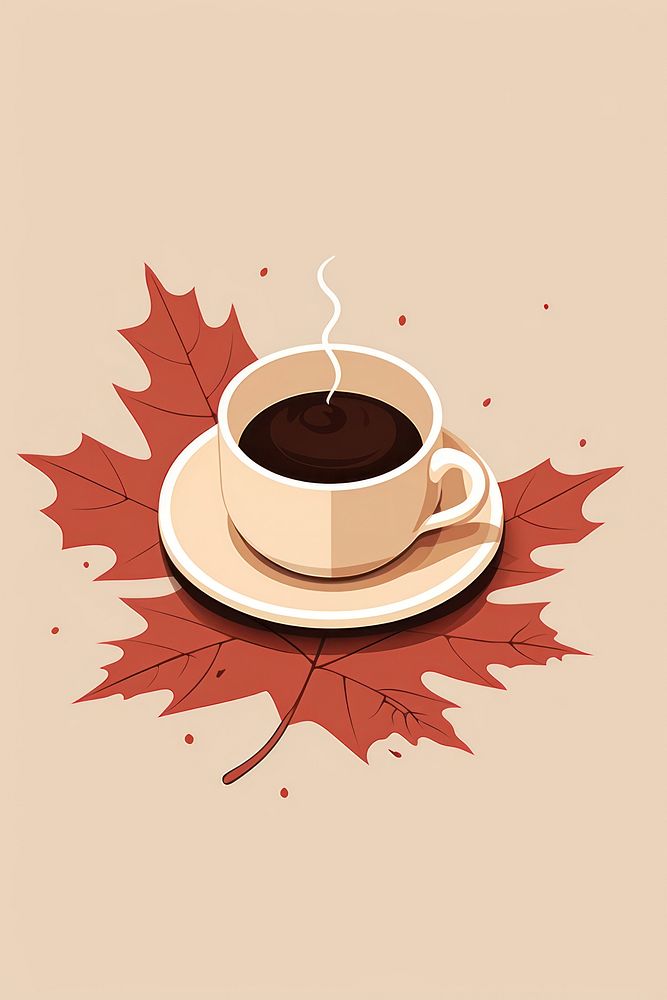 Maple leaves coffee saucer drink. AI generated Image by rawpixel.
