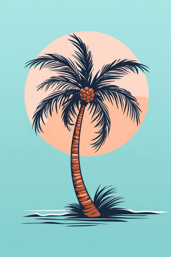 Palm tree doodle outdoors plant tranquility. AI generated Image by rawpixel.
