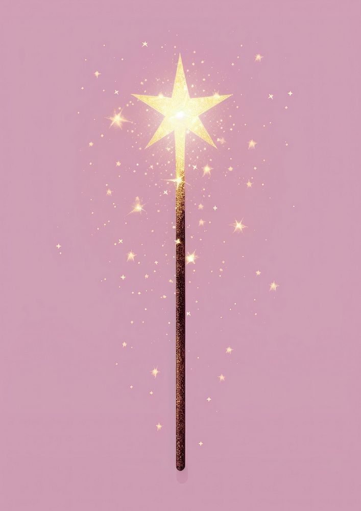 Wand with magic glitter purple star.