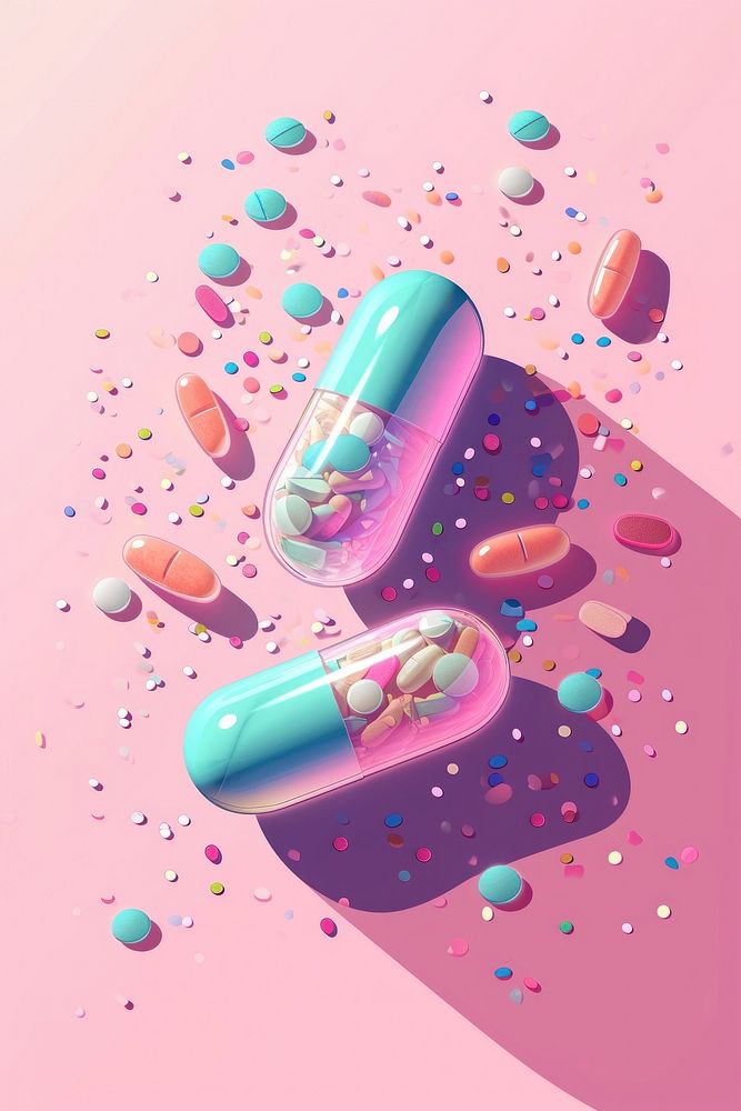 Medicine capsule frame pill medication variation. AI generated Image by rawpixel.