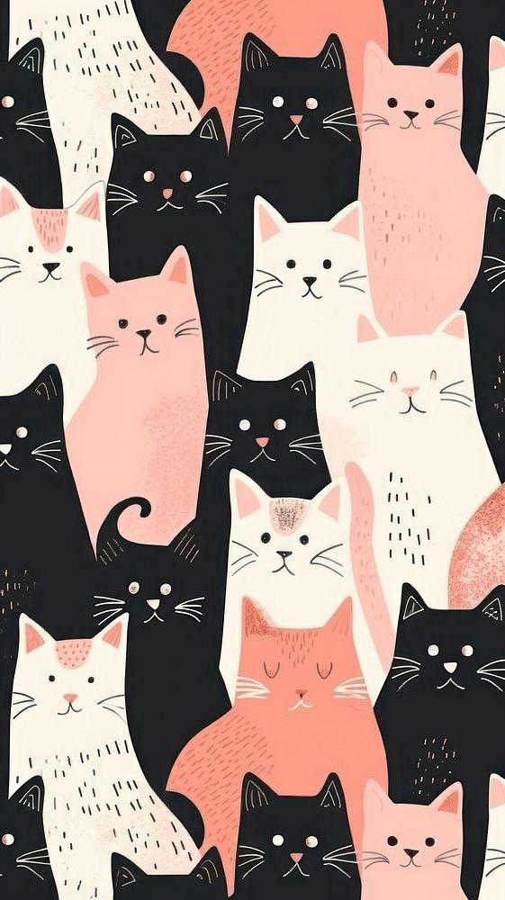 Kitty seamless animal backgrounds pattern.