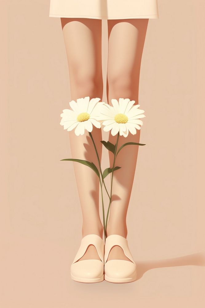 Illustration of a woman flower footwear plant.