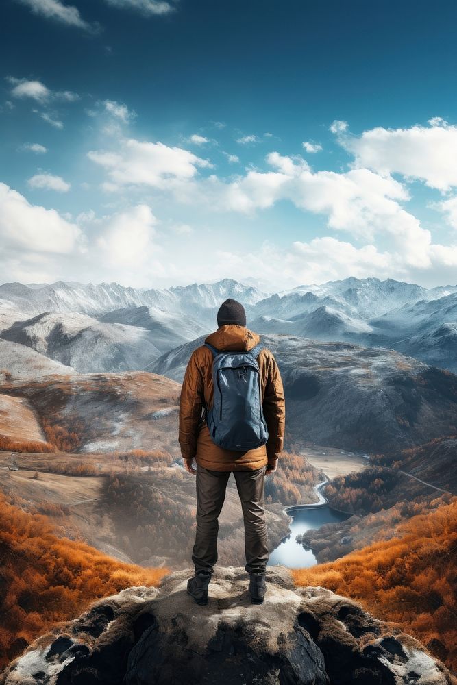 Adventure standing mountain outdoors. AI generated Image by rawpixel.