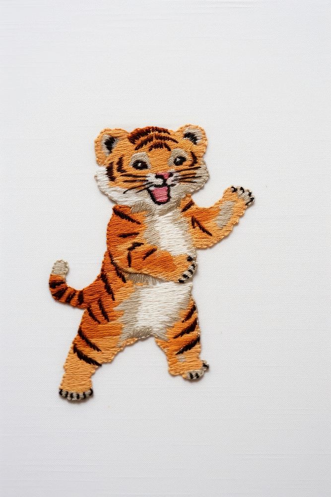 Embroidery tiger wildlife animal.