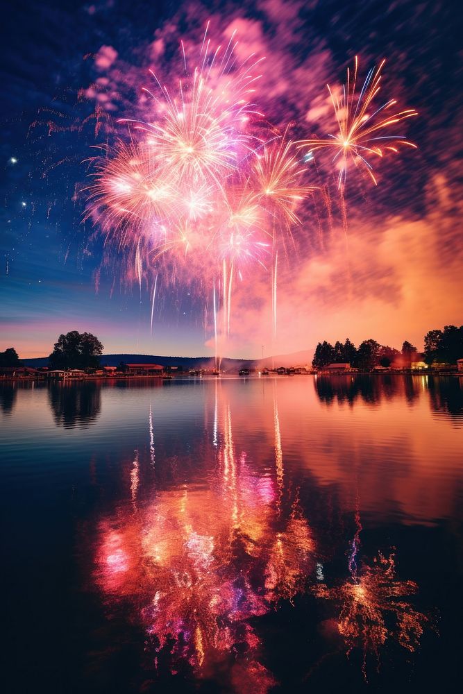 Fireworks lake outdoors nature. | Premium Photo - rawpixel