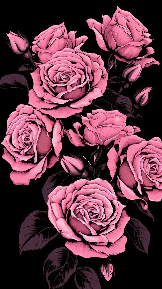  Pink roses pattern flower petal. AI generated Image by rawpixel.