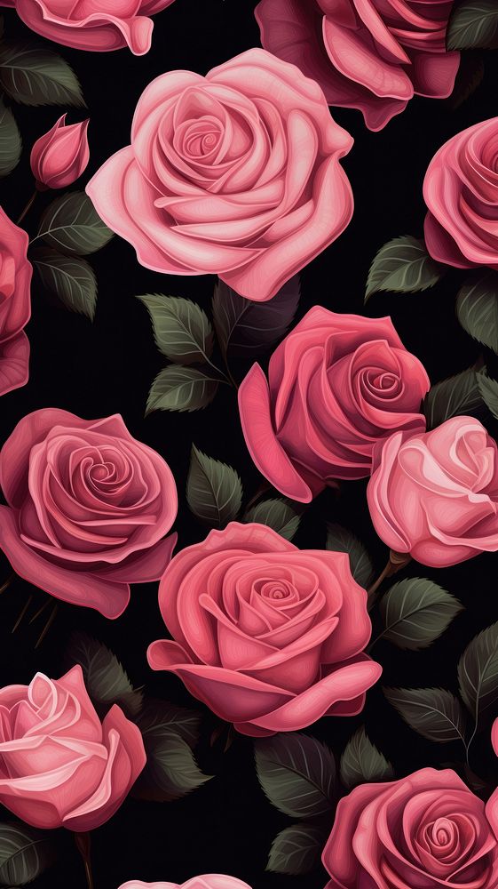  Pink roses pattern backgrounds flower. AI generated Image by rawpixel.