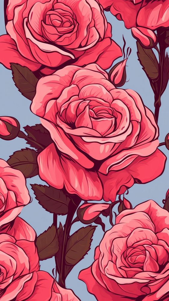  Pink roses pattern backgrounds flower. AI generated Image by rawpixel.