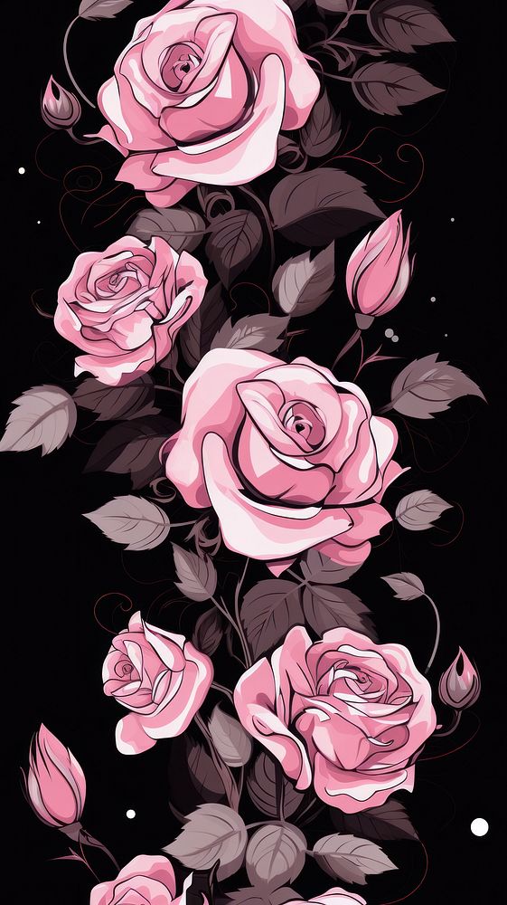  Pink roses pattern flower plant. AI generated Image by rawpixel.