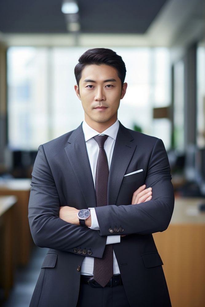 Korean business man portrait blazer office. AI generated Image by rawpixel.