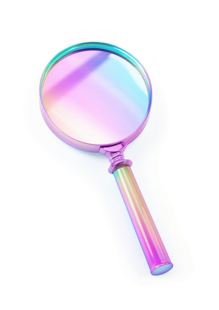 Magnifying glass iridescent white background simplicity reflection.