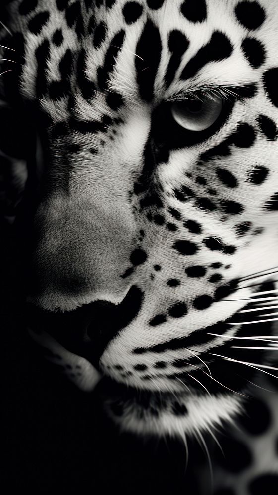 Photo of black and white leopard print wildlife animal mammal.