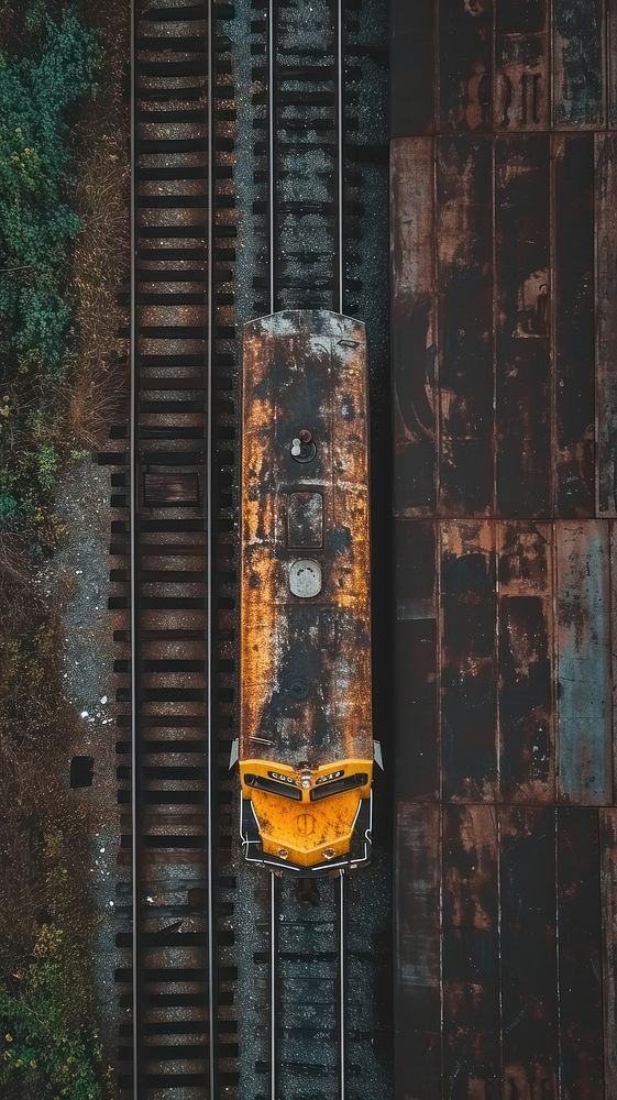 Aerial top down view of Train train rust architecture.