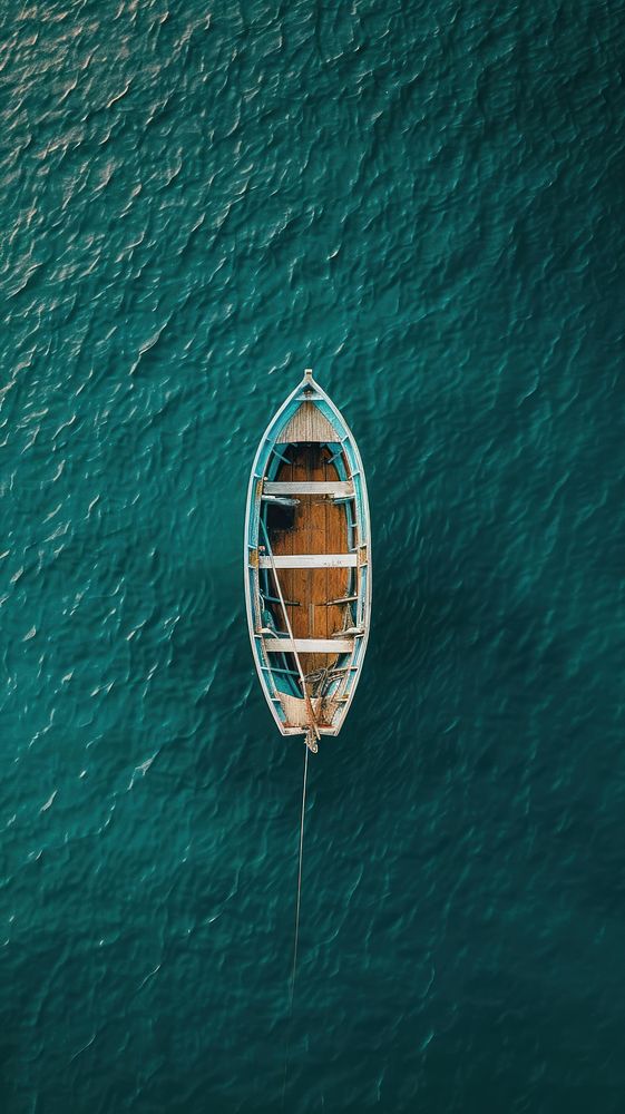 Aerial top down view of Boat boat watercraft sailboat.