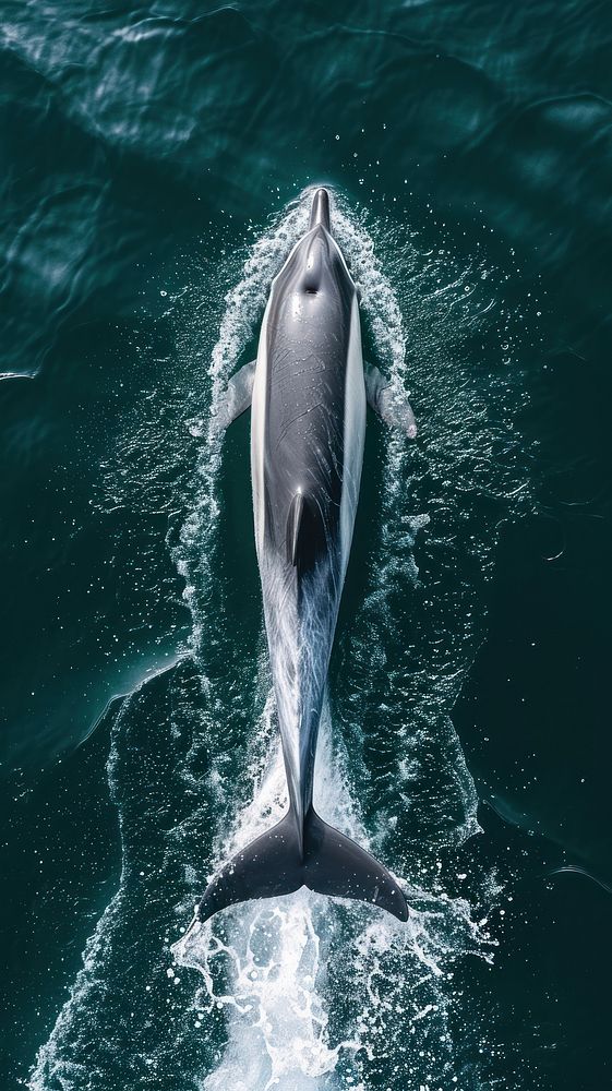 Aerial top down view of Dolphin dolphin animal mammal.