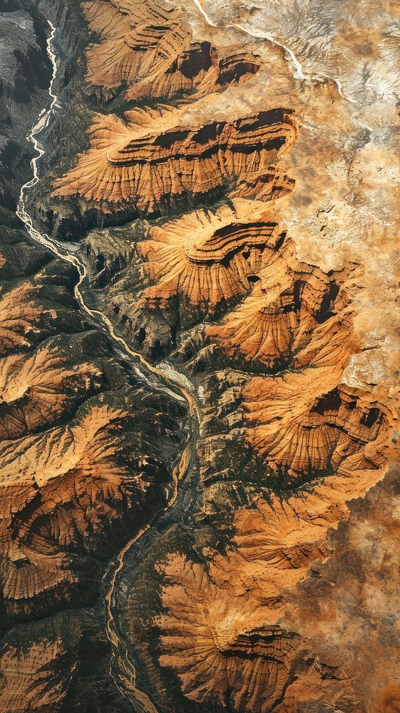 Aerial top down view of Grand canyon landscape mountain outdoors.