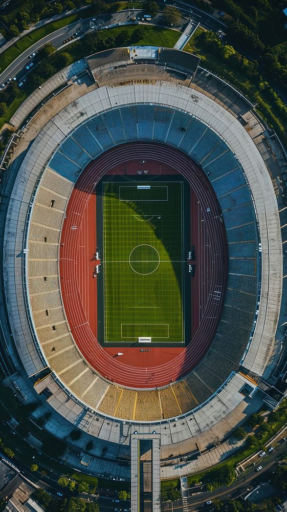 Aerial top down view of Stadium stadium architecture outdoors.
