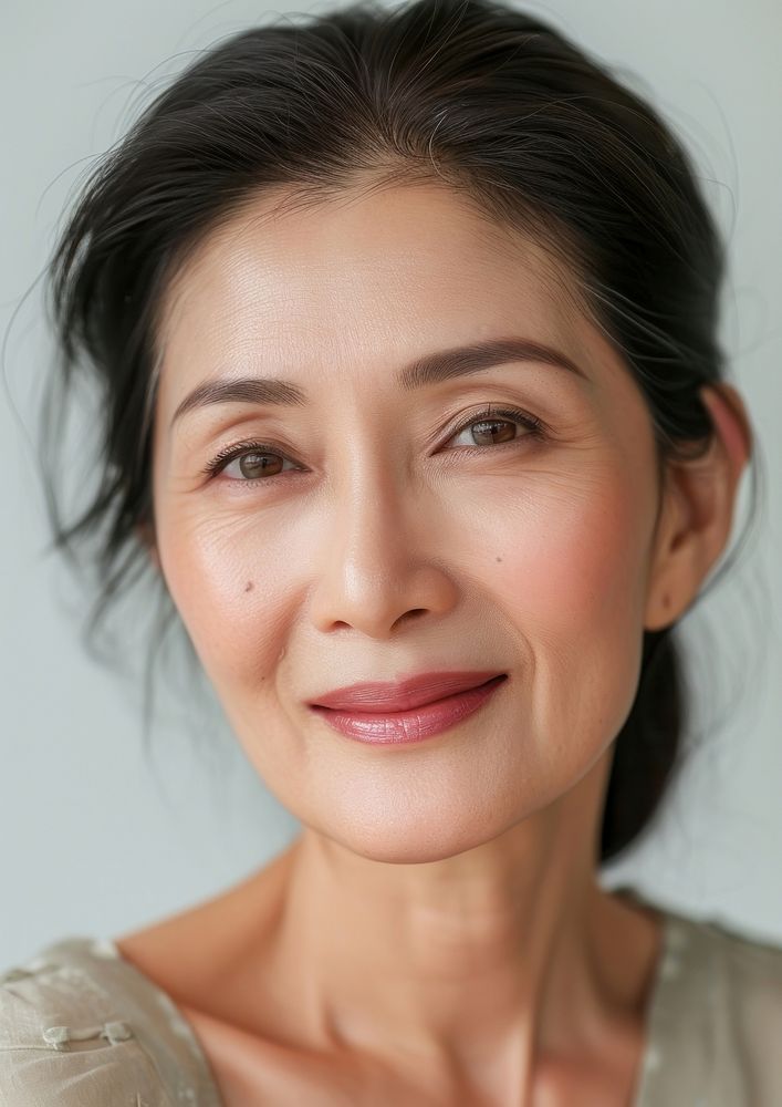 Middle age woman skin adult smile.