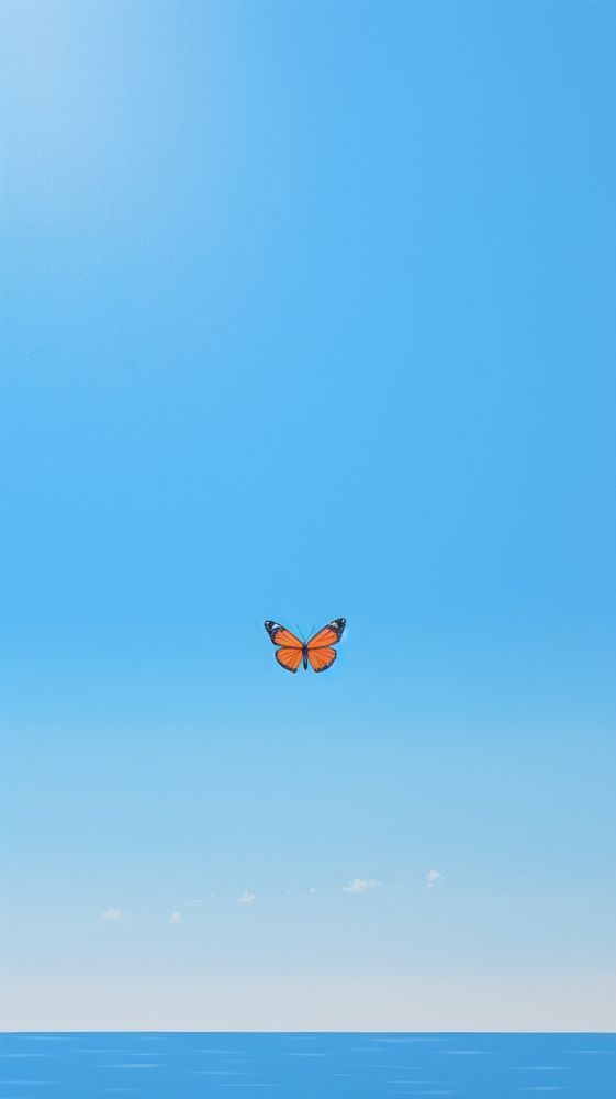 Minimal space a butterfly flying sky outdoors.