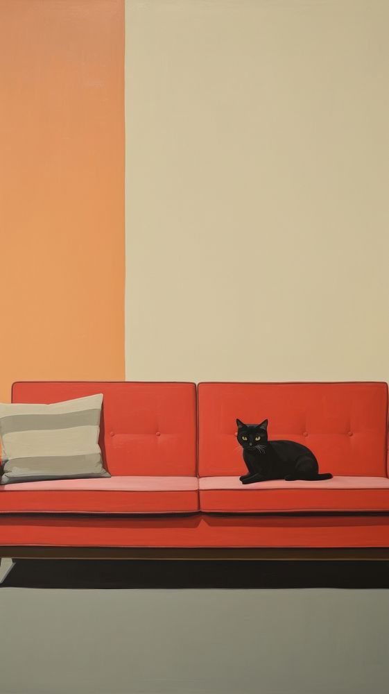 Minimal space a cat furniture painting mammal.