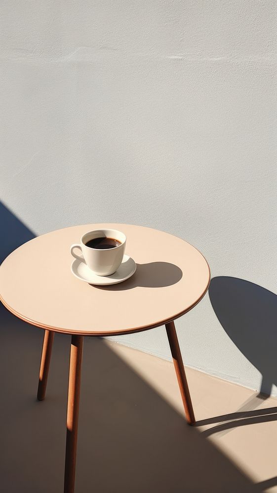 Minimal space a coffee on cafe table furniture shadow architecture.
