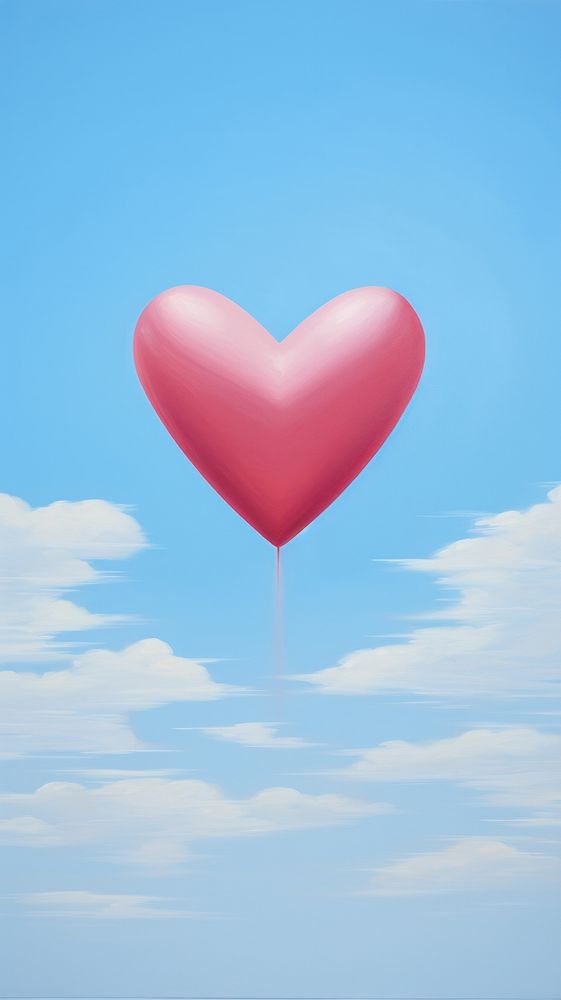 Minimal space a heart with wings balloon flying blue.