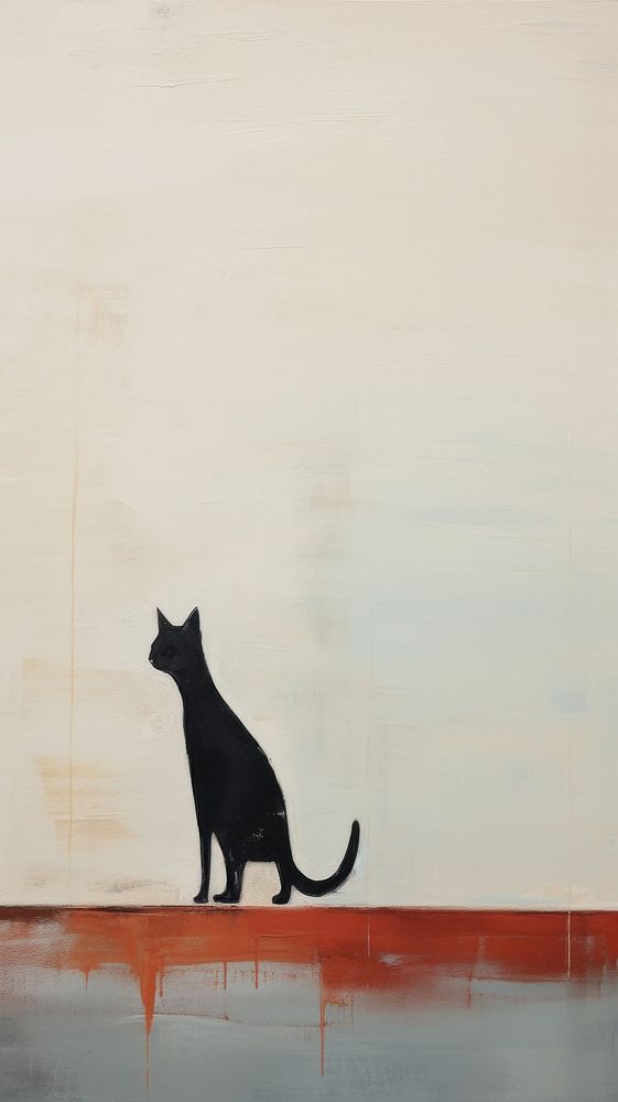 Minimal space abstract cat painting silhouette mammal.