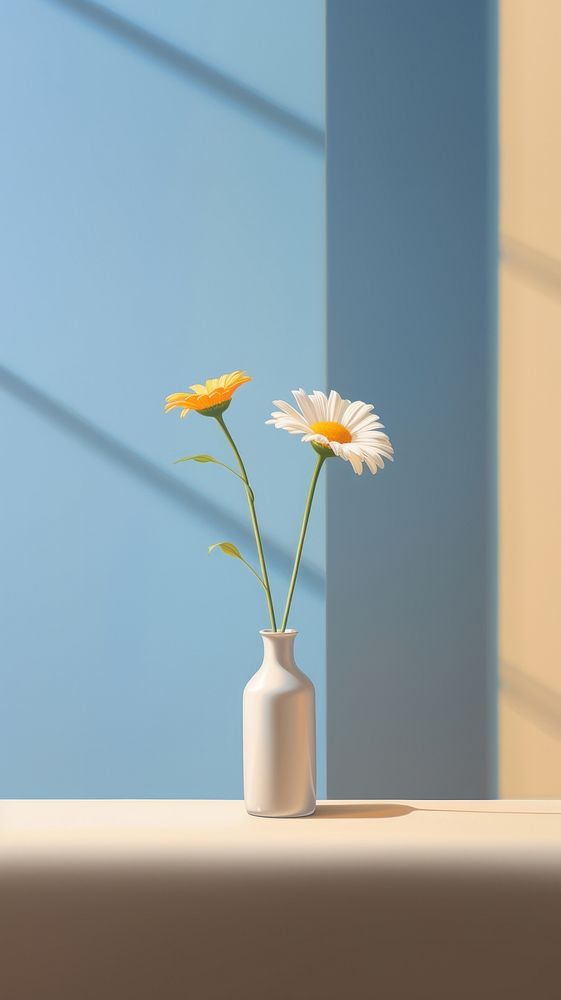 Minimal space daisy vase flower window plant.