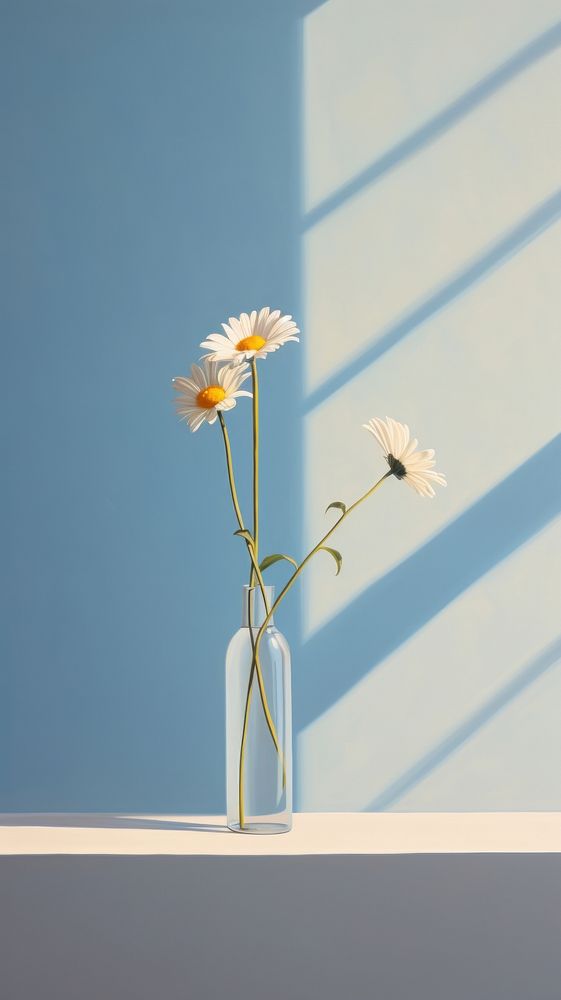 Minimal space daisy vase flower window plant.