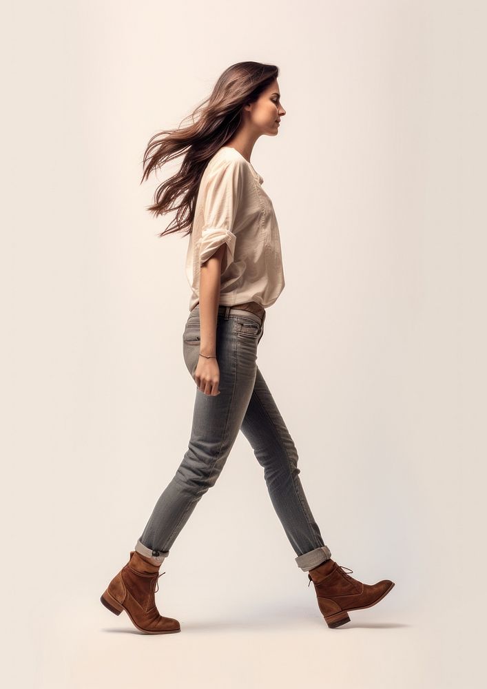 Photo of woman footwear jeans denim.