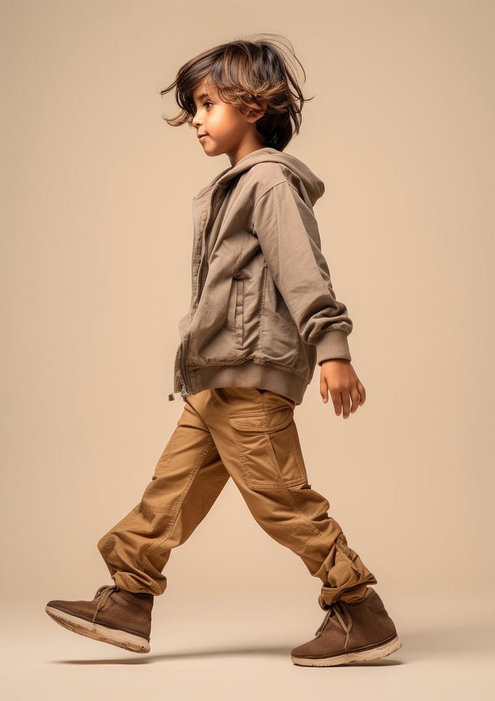Photo of a boy footwear portrait walking.
