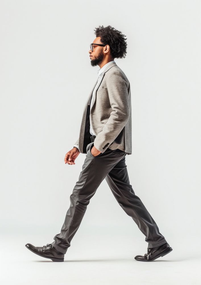Photo of business man walking footwear standing.