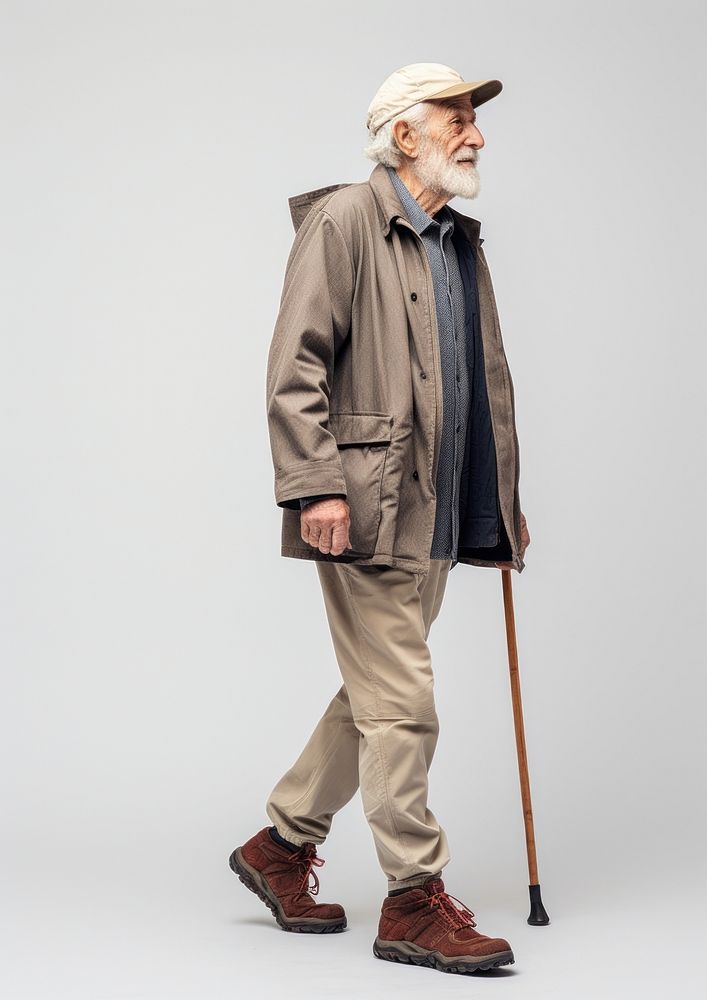 Photo of old man walking overcoat adult.
