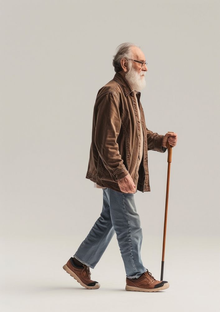 Photo of old man walking portrait adult.