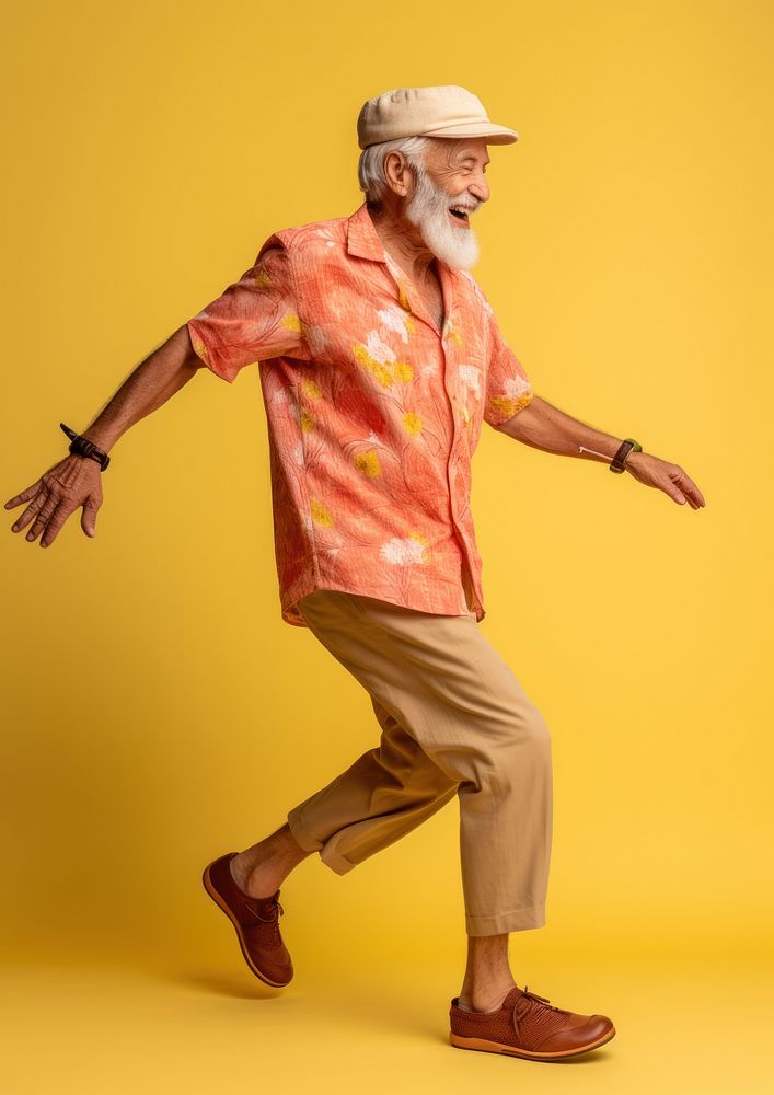 Photo of old man footwear portrait dancing.