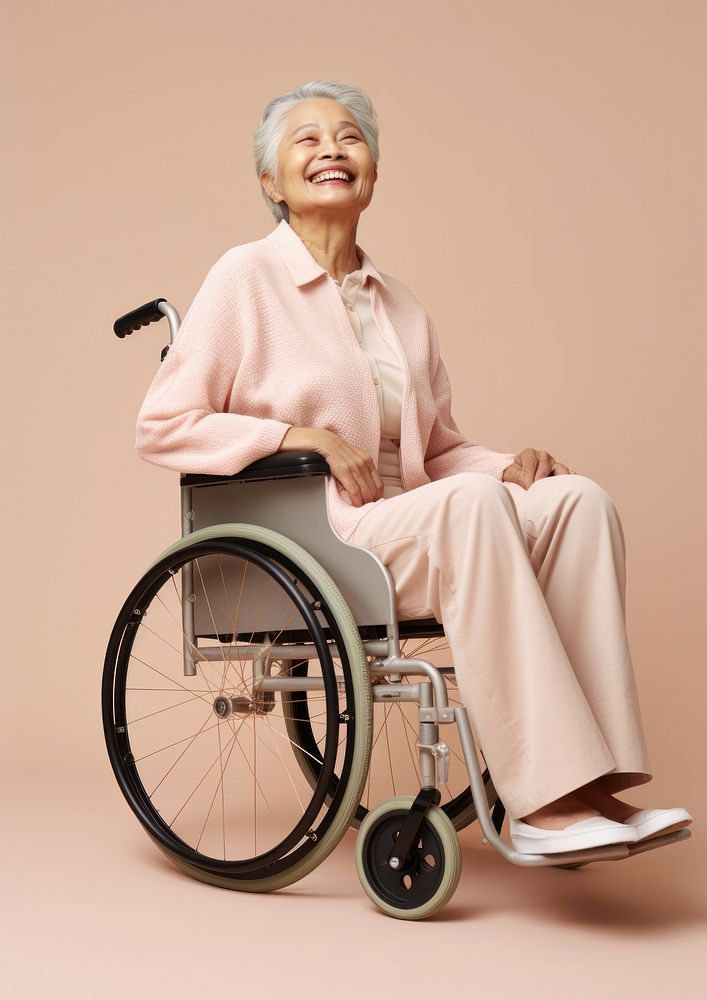 Photo of old woman wheelchair sitting adult.