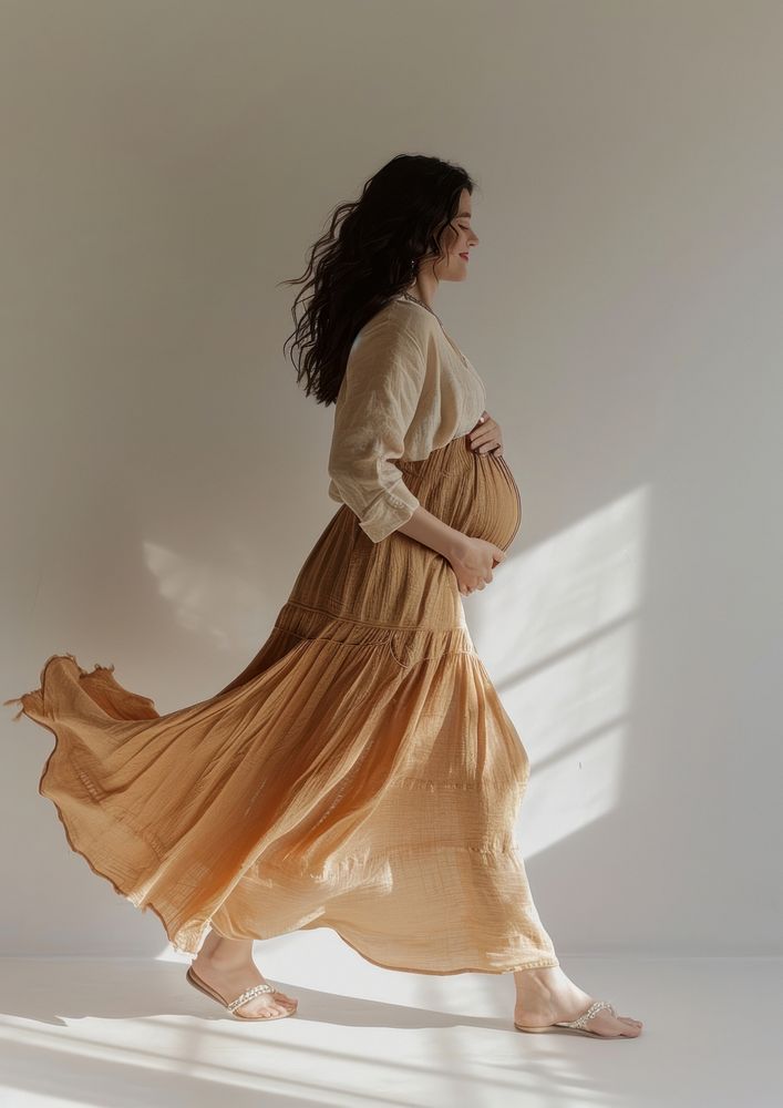 Photo of pregnant woman fashion dress adult.