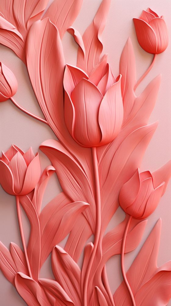 Tulip bas relief small pattern art flower petal.