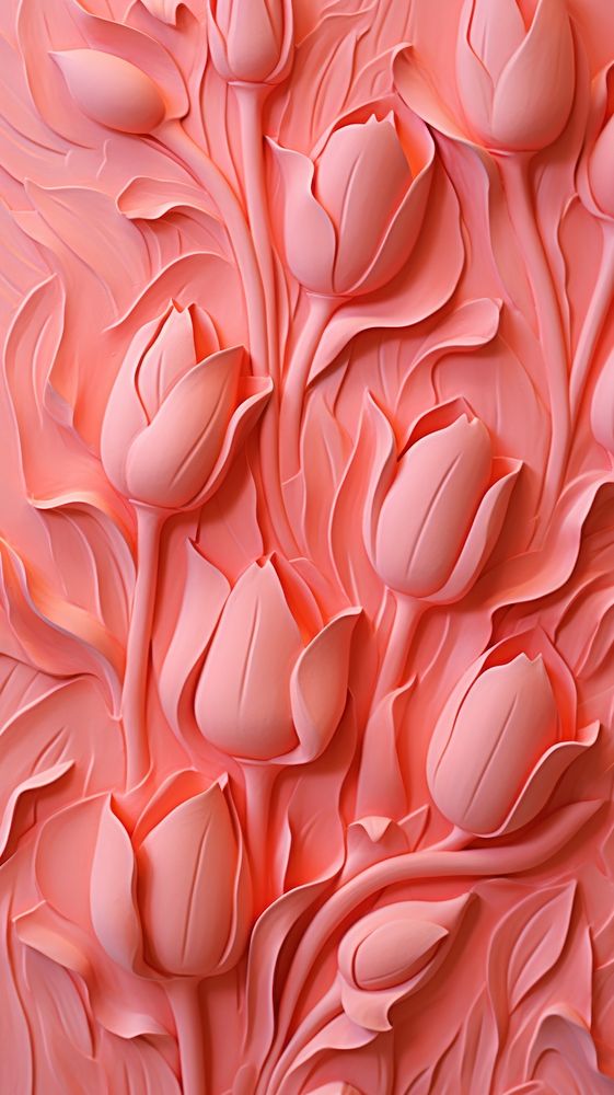 Tulip bas relief small pattern art flower petal.